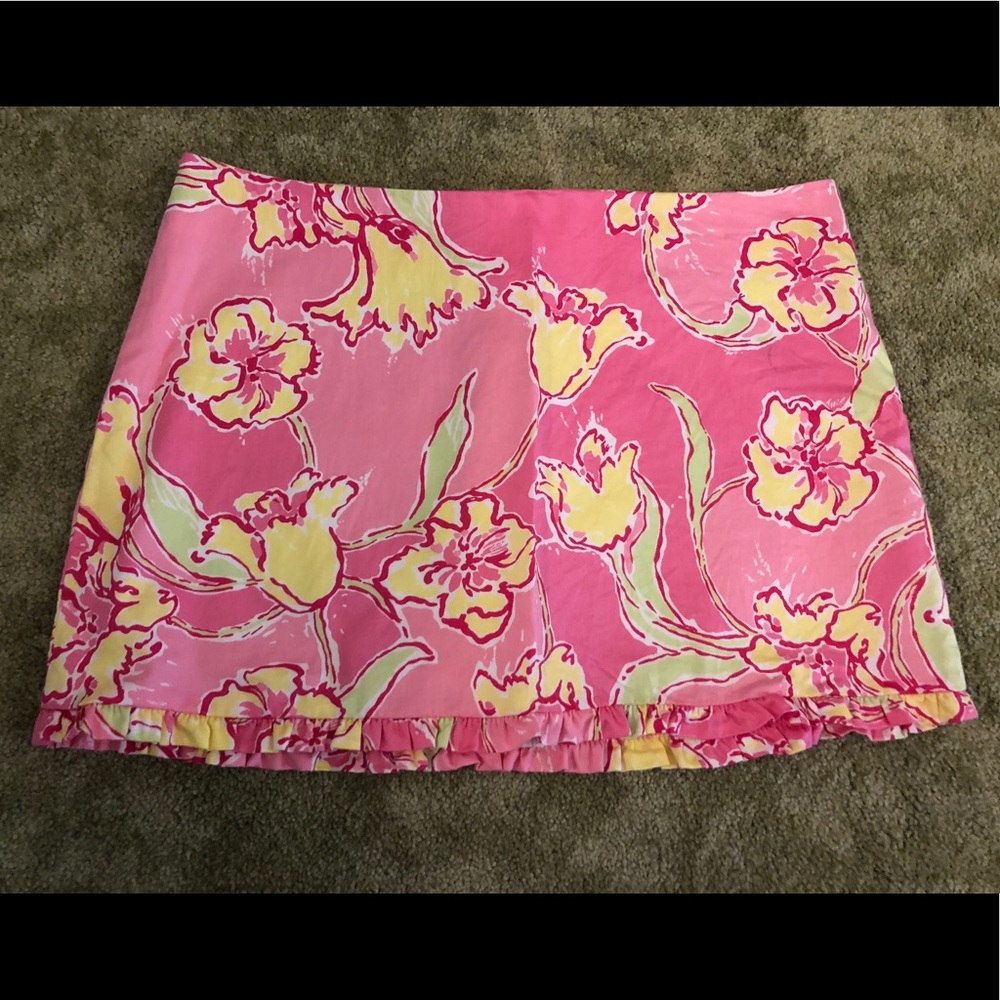 Pink and Yellow Floral Lilly Pulitzer Skirt Sz 12